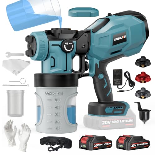 Cordless HVLP Paint Sprayer for Furniture, Cabinets, Green - color: Green