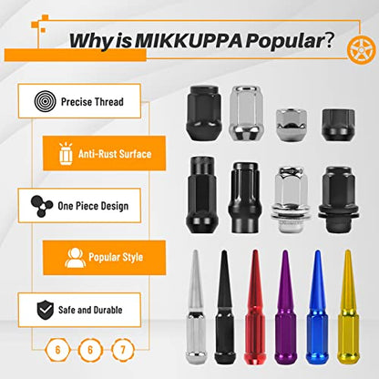 MIKKUPPA M12X1.5 Mag Lug Nuts, Chrome 20PCS Lug Nuts 13/16" Hex - color: Silver, size: M12X1.5-1.9" (48mm) Long, style: 20 PCS