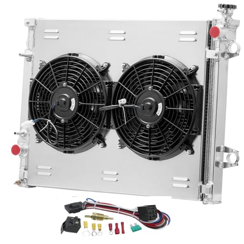 CU2802 3 Row Radiator Shroud Fan For 2005-2015 Toyota Tacoma 2.7L L4 4.0L V6 AT 2006 2007 2008 2009 2010 2011 2012 2013 All Aluminum Radiador Radiators