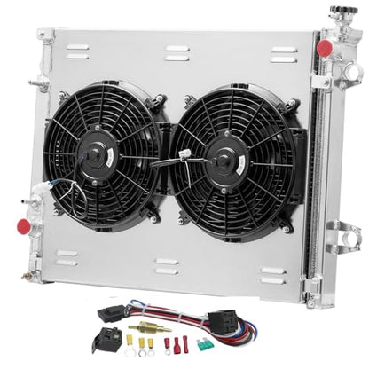 CU2802 3 Row Radiator Shroud Fan For 2005-2015 Toyota Tacoma 2.7L L4 4.0L V6 AT 2006 2007 2008 2009 2010 2011 2012 2013 All Aluminum Radiador Radiators