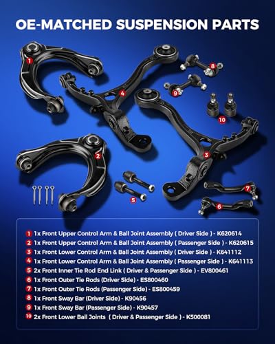 KAX 12pcs Suspension Kit Fit for Honda Accord 2008-2012 High-Strength Steel - size: Honda Accord 2008-2012