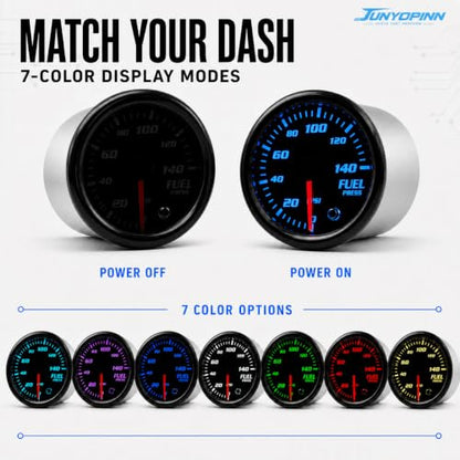 2''52mm Fuel Pressure Gauge 0-140 PSI with Sensor Tinted 7 Color Gauge Kit