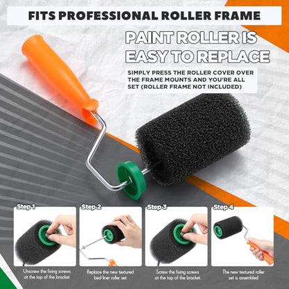 Teenyyou 9 Pcs Textured Paint Roller 4 Inch Bed Liner Roller Covers