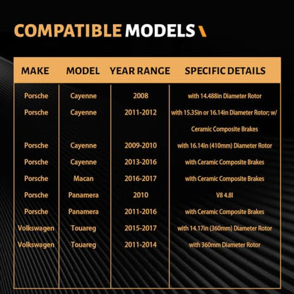 D1349 Front Ceramic Brake Pads Kit Fit For Porsche Cayenne 2028-2016, For Porsche Macan 2016-2017, For Porsche Panamera 2010-2016, For Volkswagen Touareg 2011-2017 - style: HZ1349