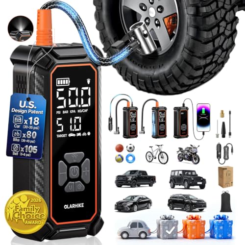 OlarHike Tire Inflator Portable Air Compressor,Dual Power-3*2000mAh &12V DC - color: 1-gray