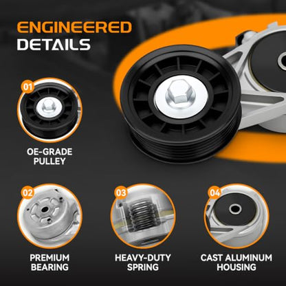 BRTEC 38127 Belt Tensioner with Pulley for Ford Mercury - size: F4SZ6B209B