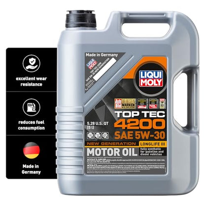 LIQUI MOLY Top Tec 4200 SAE 5W-30 New Generation | 5 L | Fully synthetic engine oil | SKU: 2011 - size: 5 Liter