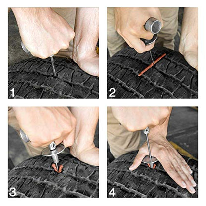 TOOLUXE 50003L Universal Heavy Duty Tire Repair Kit | 57 Piece Value Pack | Fix Punctures and Plug Flats | Ideal for Cars, Trucks, Motorcycle, ATV, Jeeps, Off Road Vehicles, RV, Tractors … - size: 57 Piece Repair Kit