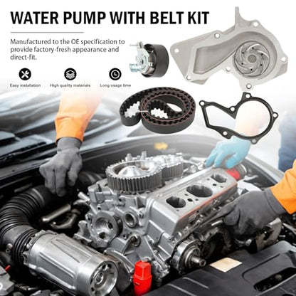 Engine Timing Belt Kit with Water Pump Compatible with Escape 2013-2016, Fiesta 2011-2019, Fusion 2013-2014, Transit Connect 2014-2016, 1.6L L4#Replace BE8Z-6268-C BE8Z-6K254-A