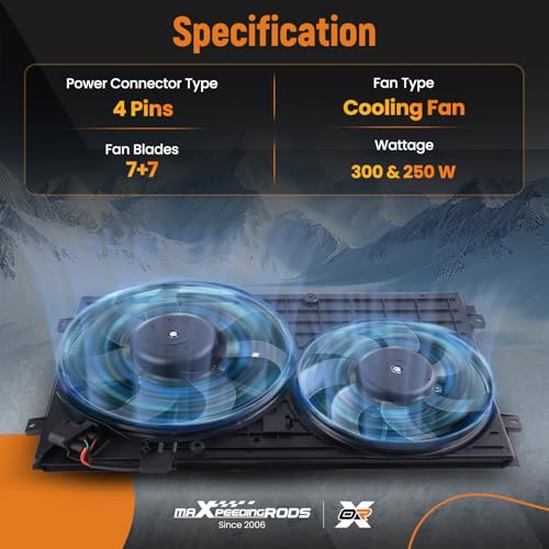 maXpeedingrods Engine Cooling Radiator Fan for Volkswagen Jetta 2.0L/2.5L - size: 1K0959455ET