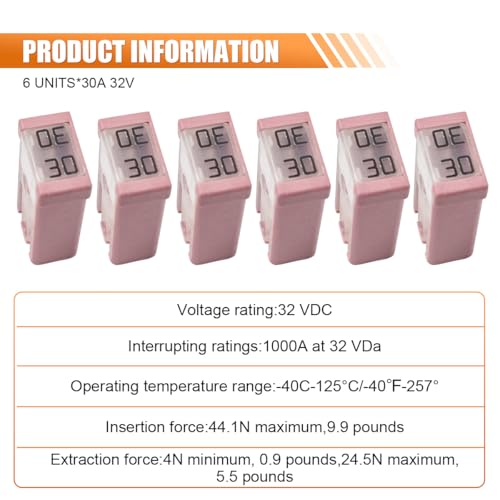 30A 32V Mini Slotted Automotive MCASE Shaped Cartridge Fuse Kit - size: 30A