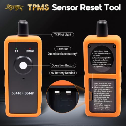 Oktiger 2IN1 TPMS Relearn Tool for GM and Ford Series Vehicles, Fit for Chevy GMC Buick Cadillac Ford Lincoln Mazda 2004-2022, EL-50448 & EL-50449 Tire Sensor Activation Reset, 9V Battery(Not include) - size: GM&Ford Series