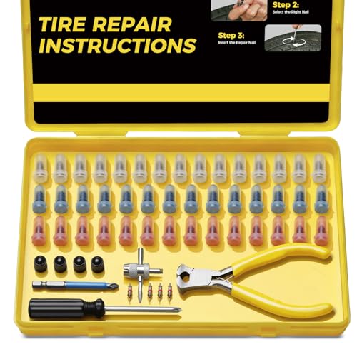 AUTOWN Tire Repair Kit with Tire Plug Screw Type, Heavy Duty Emergency Tool