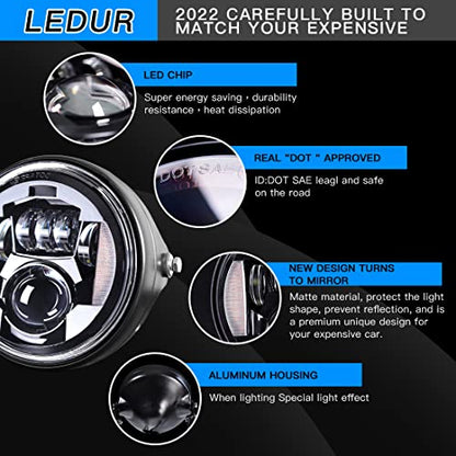 LEDUR 7 Inch Motorcycle Headlight Round DOT Approved with Turn Signals DRL Housing Bucket Clamp Brackets for Yamah Honda Suzuki Kawasaki Cafe Racer Bobber Chopper Scrambler Street Tracker - size: C2 7Inch Motorcycle Headlight