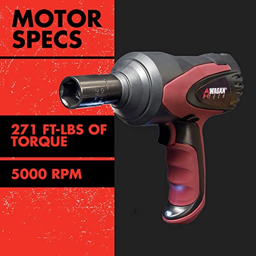 Wagan EL2257 12V DC Mighty Impact Wrench, 1/2 inch 12 Volt Electric Impact Wrench Kit, 271 ft-lbs, Tire Repair Tools with Sockets and Carry Case - size: EL2257 12V