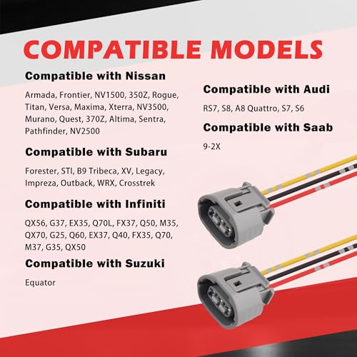 2PCS Alternator Connector Plug Replacement,3-Pin Alternator Pigtail Connector Compatible with Nissan Subaru Infiniti,Alternators Plug Pigtail Wiring Harness Car Accessories