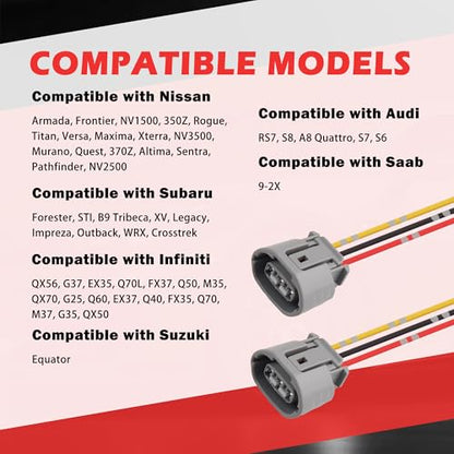 2PCS Alternator Connector Plug Replacement,3-Pin Alternator Pigtail Connector Compatible with Nissan Subaru Infiniti,Alternators Plug Pigtail Wiring Harness Car Accessories