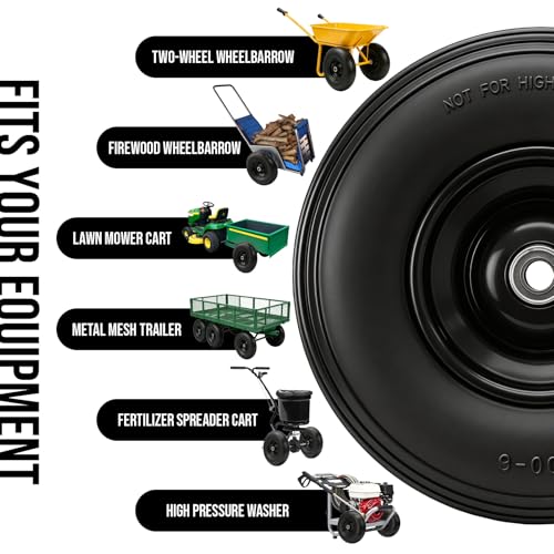 13" Flat Free 4.00-6 Tire 5/8"-3/4" Bearings for Wheelbarrow 1-Pack