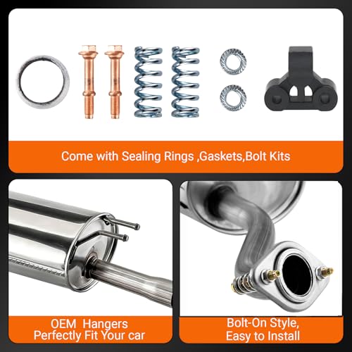 409 Stainless Steel Rear Exhaust Muffler for 2006-2011 Honda Civic HC08 - size: w/ Hanger For 2006-2011 Honda Civic