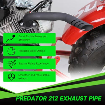 212cc Exhaust Pipe Kit Compatible with Predator 212 196cc 224cc Coleman Mini Bike CT200U CT200U-EX BT200X KT196 Go Kart Baja Warrior GX160 GX200 OHV Clone Engine Parts w/Valve Springs (Black) - color: Black