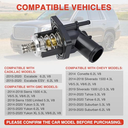 Nilight Thermostat Housing Assembly Fit for Cadillac Escalade 2015-2020 Chevy Silverado Tahoe Suburban GMC Sierra Yukon 2014-2020 Engine Coolant Thermostat Housing for Car 902-2090 815-207 12674639