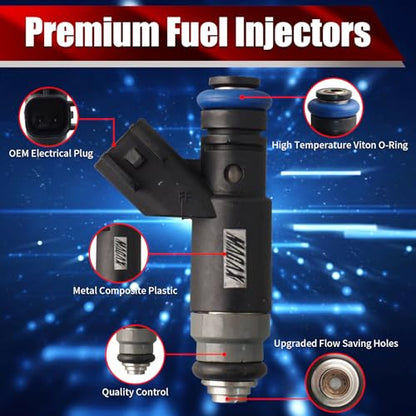 Set of 4 Fuel Injectors 4891573AB FJ483 RL891573AB Replacement - size: FJ483