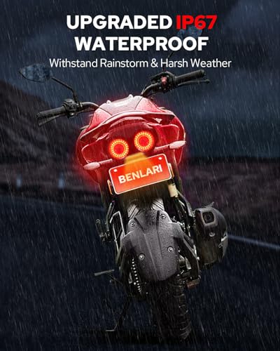 Benlari Upgraded Motorcycle Tail Light, 90LEDs Brake Lights, IP67 Waterproof Turn Signals Running with License Plate Bracket Fit for Street Bike Cruiser Chopper Bobber (Red) - color: Red
