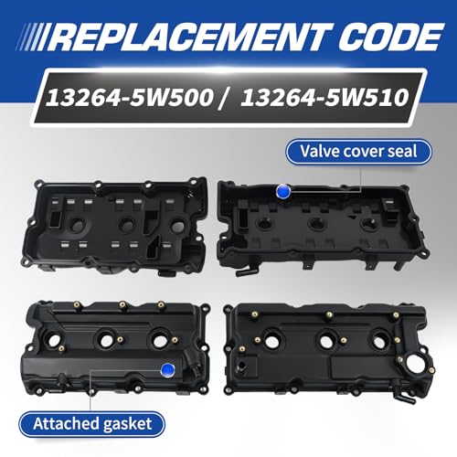 Dual Valve Cover Set with Gasket Compatible with Pathfinder QX4 3.5L 02-03