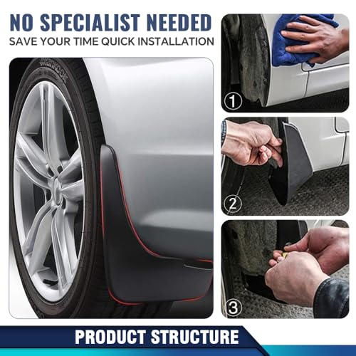 PIT66 Universal Front Rear Heavy Duty Molded Mud Flaps w/Hardware Set 2pc - size: Universal 2