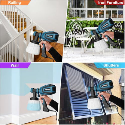 VONFORN Paint Sprayer, 700W Spray Paint Gun with 4 Nozzles & 3 Patterns - color: Blue