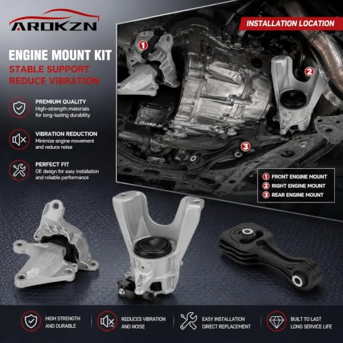 3Pcs Engine Motor Mount & Trans Mount Compatible with Civic 2016-2021 1.5L L4 Automatic CVT Trans Turbocharged Replaces A65136 A65129 A45006 50820TBCA01 50850TBCA81 50890TBAA82 - size: Honda Civic 2016-2021