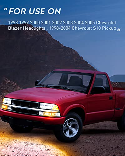 Nilight Headlight Assembly for 1998 1999 2000 2001 2002 2003 2004 2005 Chevy Blazer Headlights 1998-2004 Chevrolet S10 Pickup Replacement Headlamp Housing Bumper Lights - color: Chrome Housing+ Clear Reflector