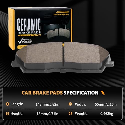 D1056 Front Ceramic Brake Pad Set Fit For Dodge Charger 2007-2010 (AWD/RWD,2.7L,SE),Charger 2006-2007 Base,For Magnum 2005-2006,2008 (SE),Challenger 2012-2013 SXT,Chrysler 300 2008-2009 LX - style: HZ1056