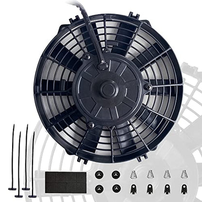 9" Inch Electric Radiator Fans 12V Universal Cooling Fan 80W Mount Kit High Performance Radiator Assembly Kit - style: 9" Straight
