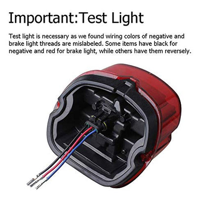 NTHREEAUTO Red LED Rear Tail Lights Motorcycle Taillights Brake Running Compatible with Harley Touring Dyna Road King Electra Glide Street Bob - color: Red