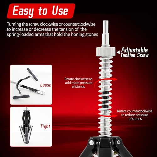 Cylinder Hone Tool, Adjustable for 2"-7", with Extra 3PC 4" Stones - size: 3pc 4"