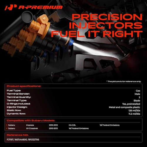A-Premium Set of 4 Fuel Injectors Compatible with Subaru