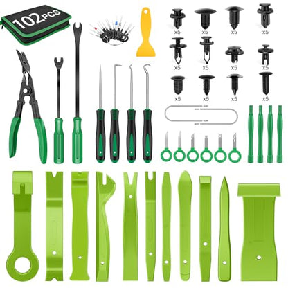 GOOACC 102Pcs Car Push Retainer Clips & Auto Fasteners Assortment - color: 102Pcs Green
