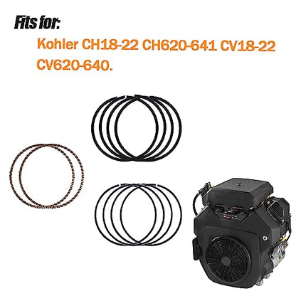 Piston Rings Replaces 24-108-22-s Fits for Kohler CH18-CH22 CV18-CV22 1.5mm Thick Top Ring Style A 77mm Standard Bore 24 108 22 2410822