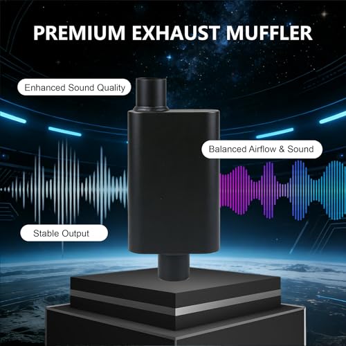 Universal 2.5 Inch Performance Muffler - 2.5" Offset In 2.5" Center Out - Black High Temperature Paint - 17.3" Overall Length, Performance Exhaust Muffler for Trucks, Cars, SUVs - size: 2.5 inch