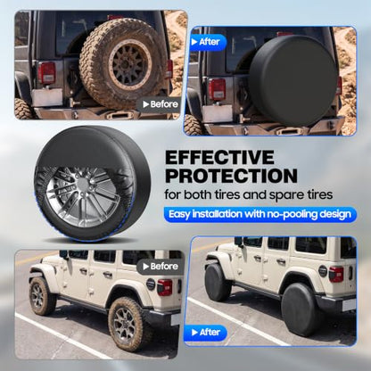 Moonet Thickened PVC Leather Tire Cover,Black 4-Pack, Universal Fit 24-26" - color: Black 4 Pack, size: S for Tire Diameter 24-26inch