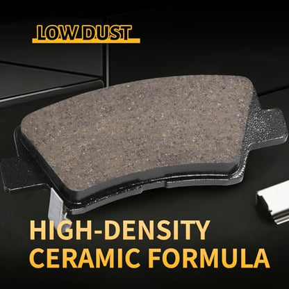 Ceramic Rear Brake Pads Set Compatible with Hyundai Accent/Elantra/Elantra GT/Elantra Coupe/Sonata/Veloster;Kia Cadenza/Forte Koup/Soul/Optima/Forte/Forte5/Rio/Soul EV (D1544) - color: HZ1544