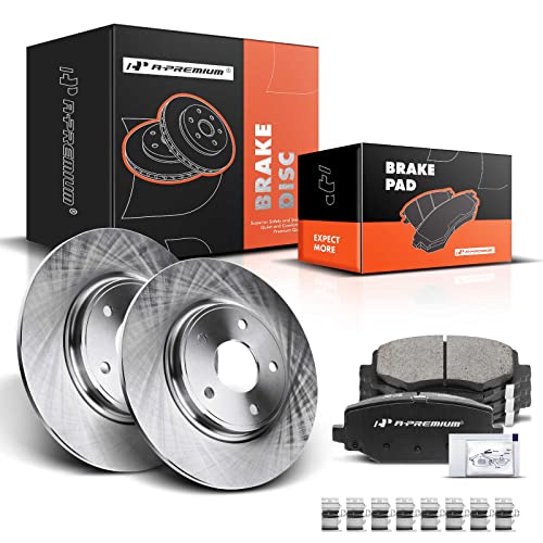 A-Premium 12.91 inch (328mm) Rear Solid Brake Rotors and Ceramic Pads Kit - style: Rear Solid