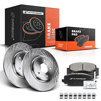 A-Premium 12.91 inch (328mm) Rear Solid Brake Rotors and Ceramic Pads Kit - style: Rear Solid