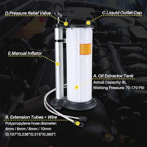 DASBET 9L Fluid Extractor Manual Oil Changer Vacuum