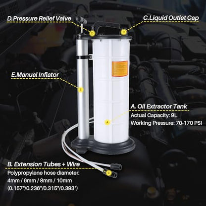 DASBET 9L Fluid Extractor Manual Oil Changer Vacuum