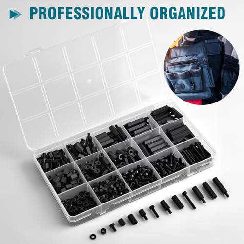 M3 Nylon Standoff & Fastener Kit - Complete Set with Screws, Nuts, Spacers & Threaded Pillars (6mm to 20mm) for Motherboard, PCB, 3D Printer, Raspberry Pi & Computer Building - 600Pcs