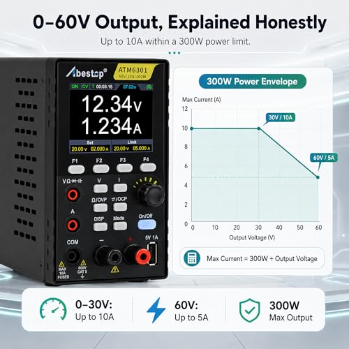 DC Power Supply Multimeter, 60V 10A 300W Switching Power Supply 110V Input - size: ATM6301/60V/10V/300W