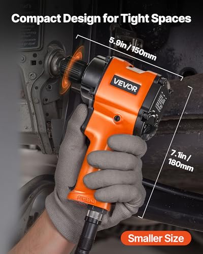 VEVOR 1/2-Inch Air Impact Wrench, Up to 738 ft-lbs Nut-busting Torque, Stubby Size & Lightweight Pneumatic Impact Gun for Auto Repairs and Maintenance - size: 5.9 x 7.1 x 2.4 in, style: 1/2" Stubby Size