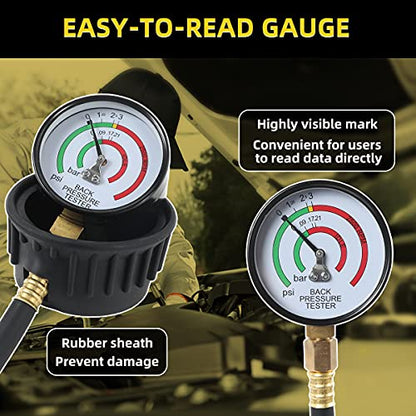 CMTOOL Exhaust Back Pressure Tester Kit with Carton Packaging, Professional Car Exhaust Back Pressure Gauge with 6-Foot Hose, with Adapter & Hose Clamp